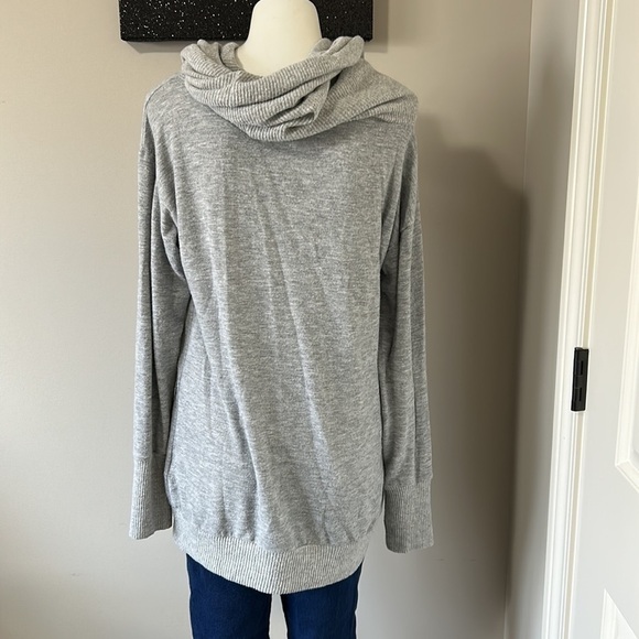 Michael Stars Convertible Top Heather Grey Long sleeve shirt off the shoulder L - Picture 9 of 11
